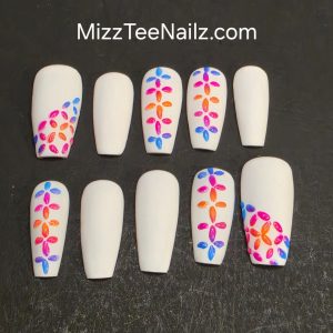 Set 15: Rainbow Floral Luxury Press-On Nails | Salon Quality