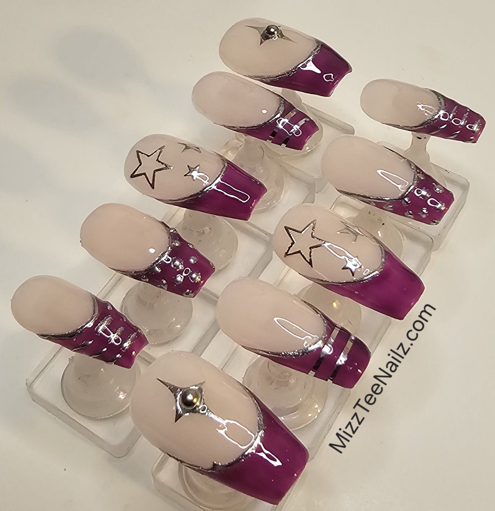 Set 115: Purple Celestial French Luxury Press-On Nails - Image 8